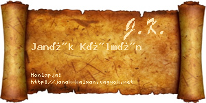 Janák Kálmán névjegykártya